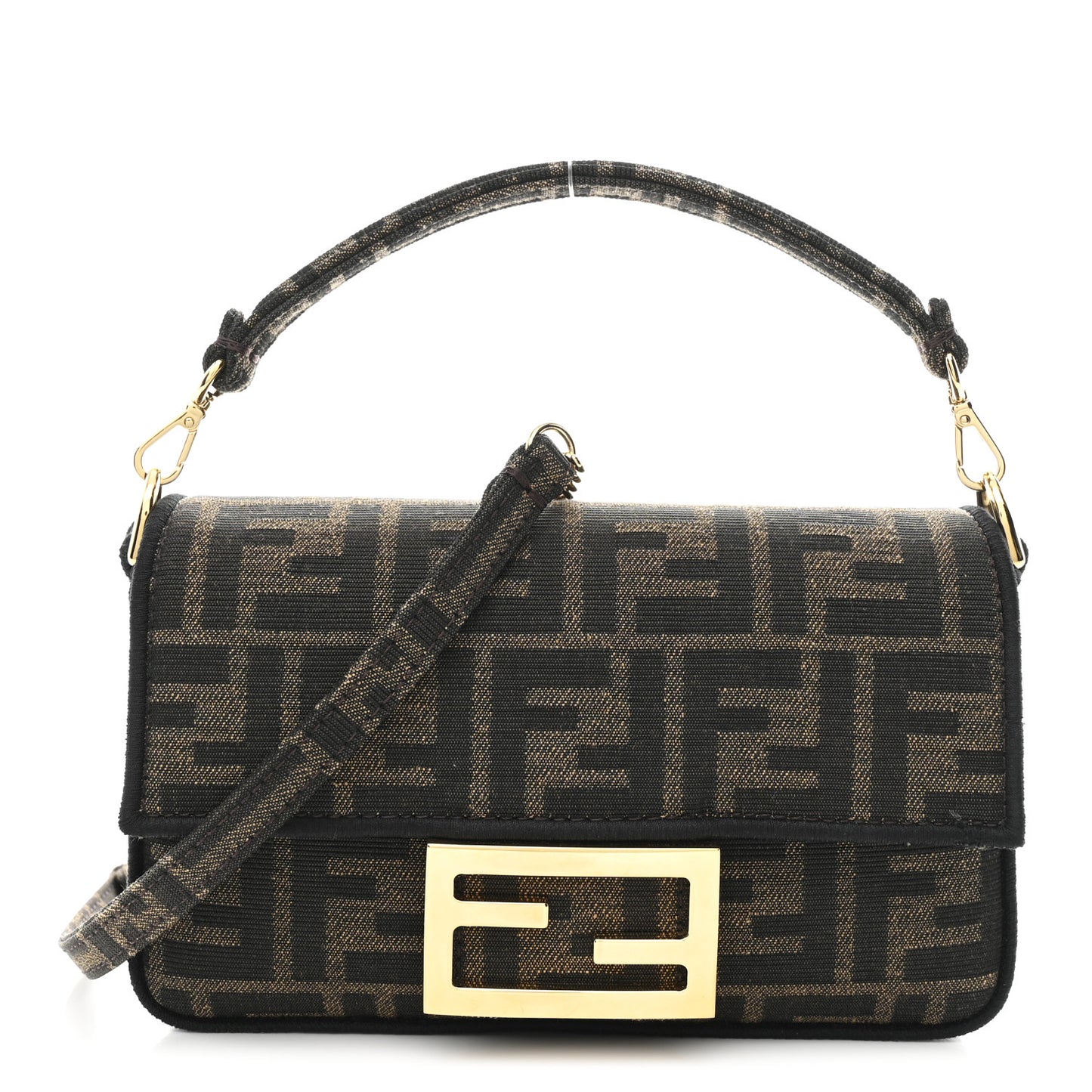 Fabric Jacquard FF 1974 Mini Baguette Tobacco Moro Black