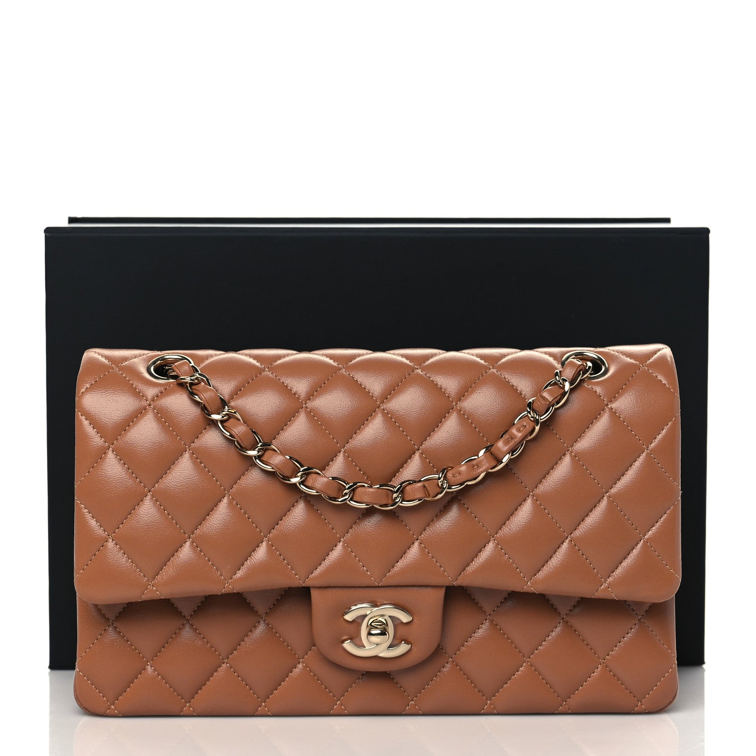 Chanel Lambskin Quilted Medium Double Flap Brown 10 of 10
