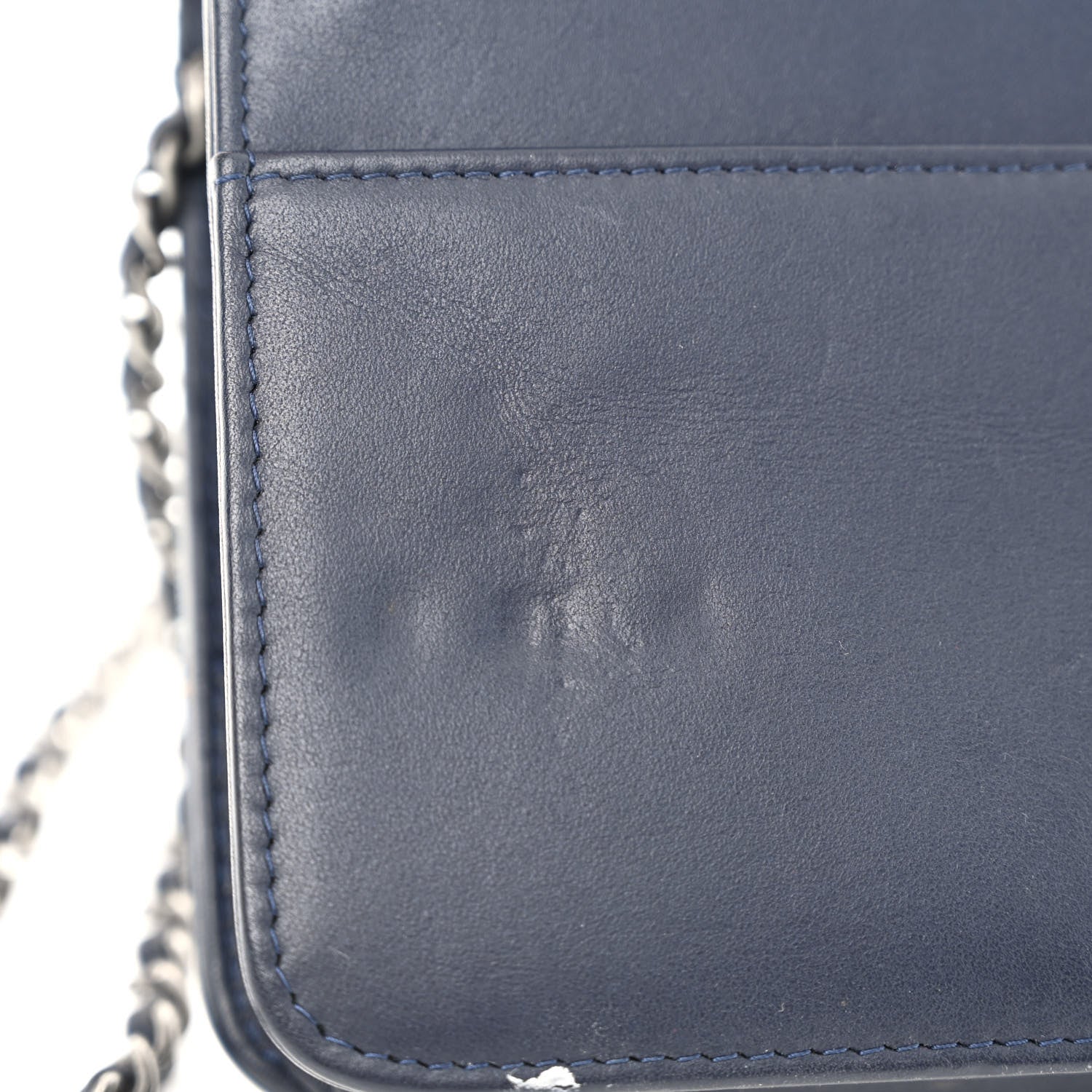Chanel Denim Quilted Gabrielle Wallet On Chain WOC Blue 10 of 11