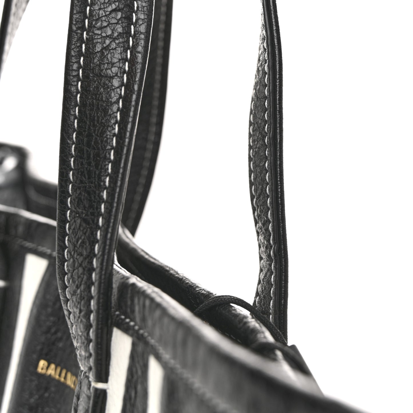 Agneau Arena Striped Patchwork East West Barbes Shopper Black White
