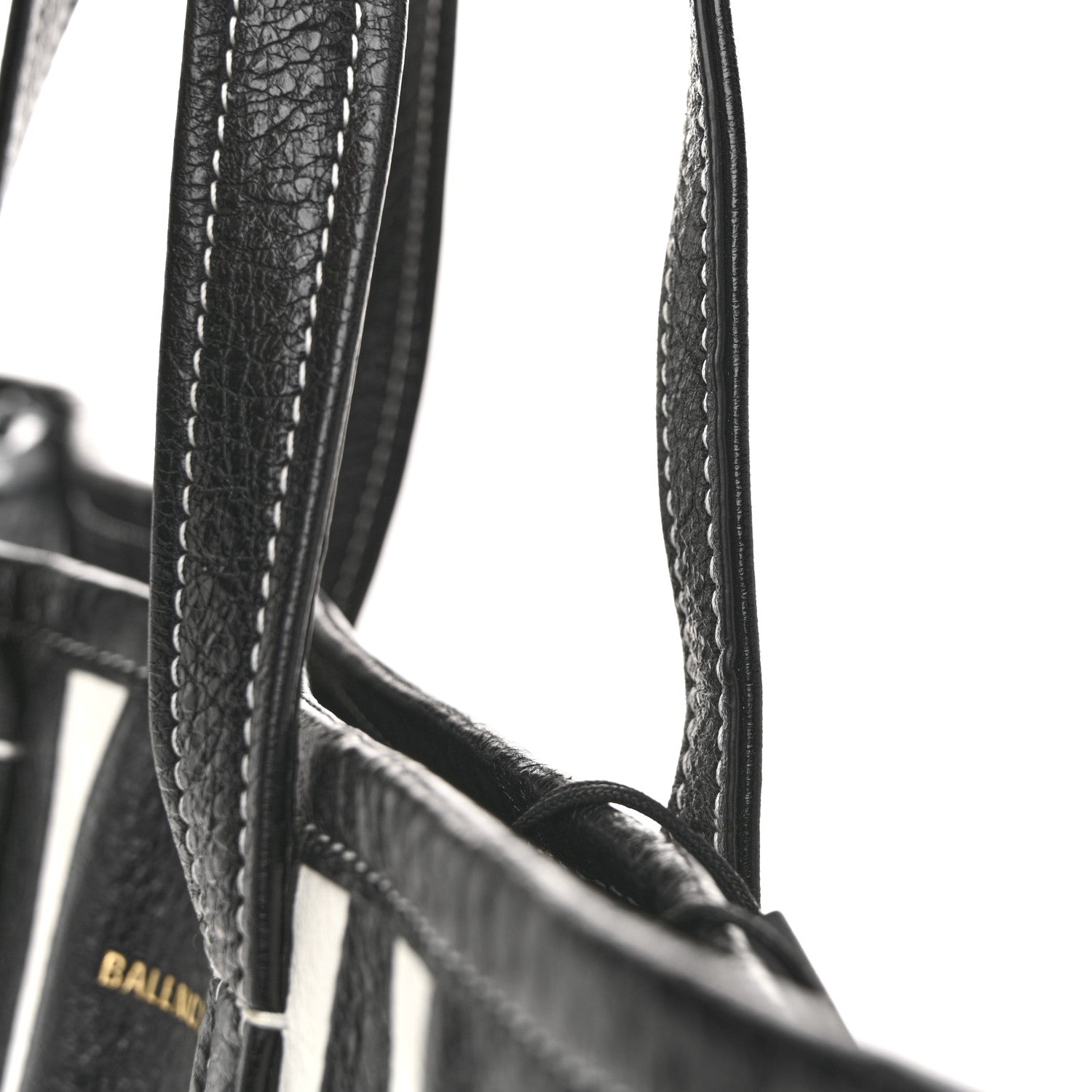 Balenciaga Agneau Arena Striped Patchwork East West Barbes Shopper Black White 11 of 12