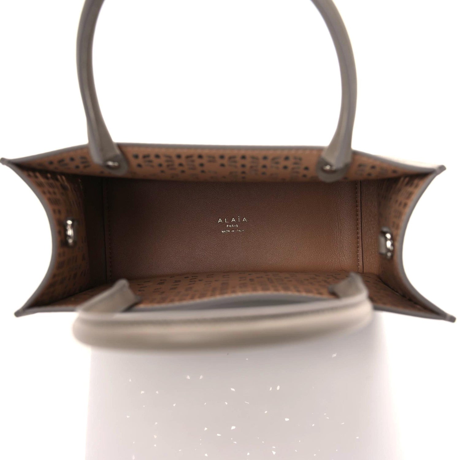 Alaia Calfskin Laser Cut Degrade Bijou Fiori Tote Tourterelle 8 of 9