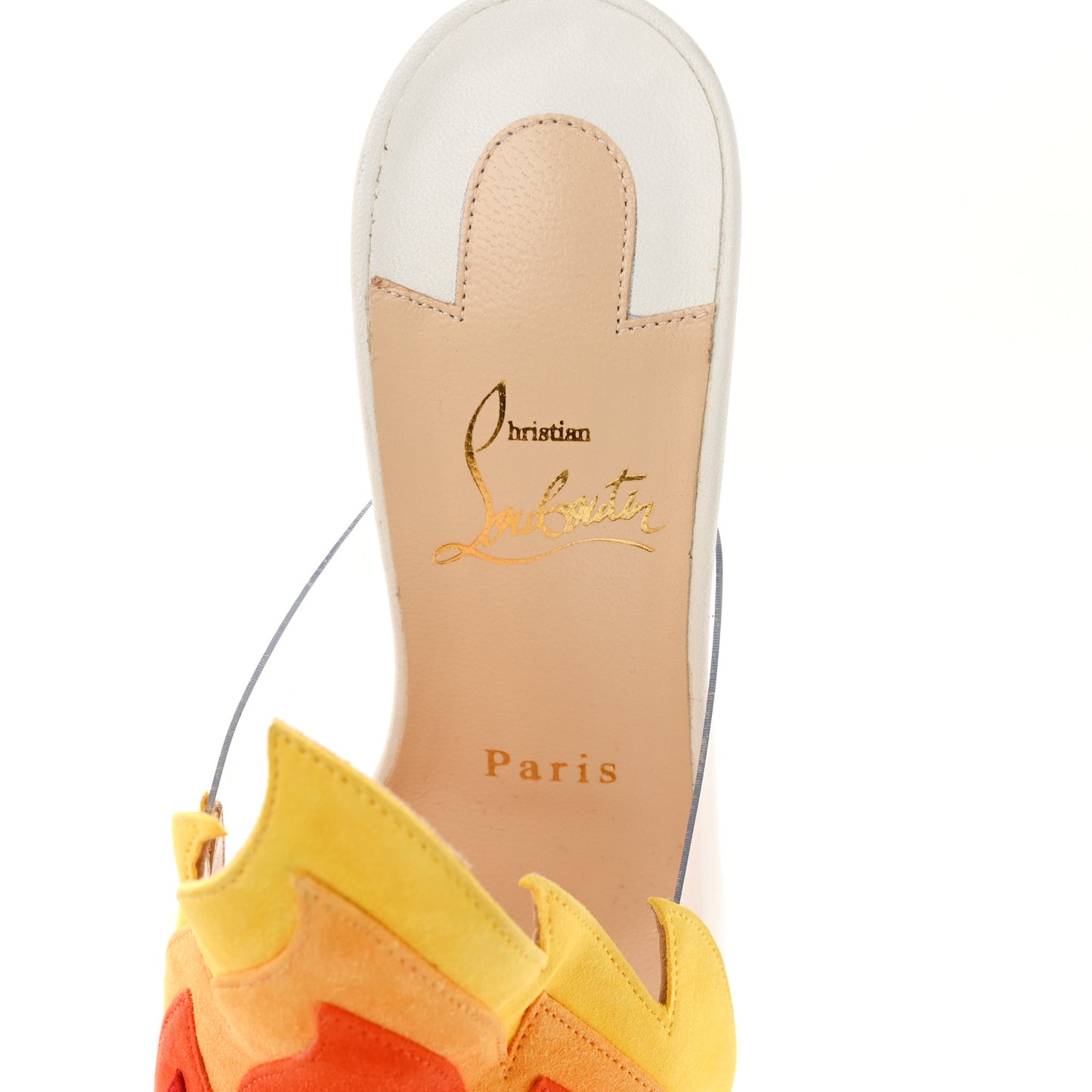 Suede PVC Flame Peep Toe Pumps 38 White Multicolor