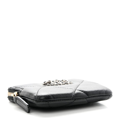 Chanel Lambskin Quilted Chanel 19 Zip Card Holder Wallet Black 4 of 11