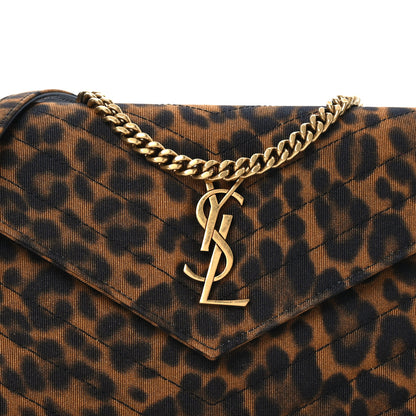Saint Laurent Canvas Matelasse Chevron Monogram Envelope Chain Wallet Leopard 9 of 12