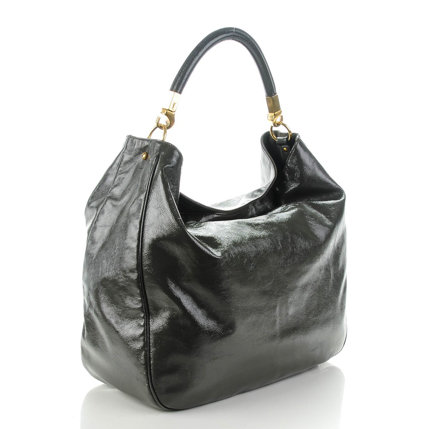 Textured Patent Large Roady Hobo Grey