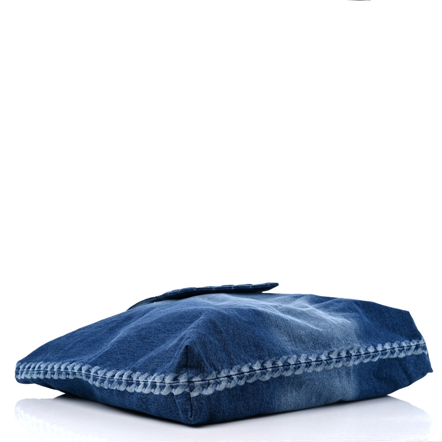 Chanel Denim Printed Shopping Bag Blue 4 of 9