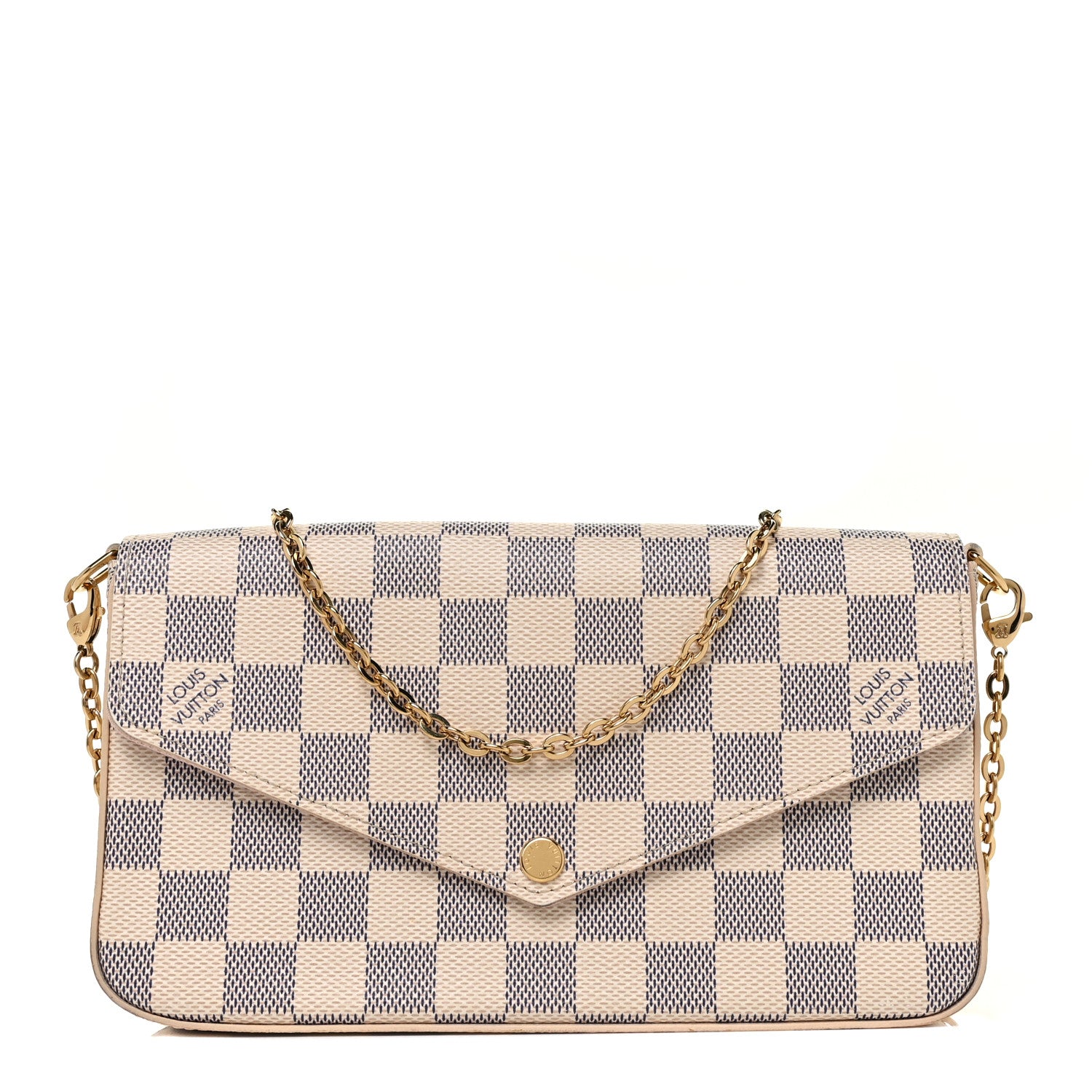 Louis Vuitton Damier Azur Pochette Felicie Chain Wallet Rose Ballerine 3 of 9