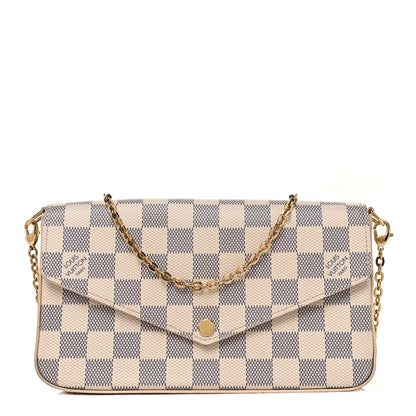 Louis Vuitton Damier Azur Pochette Felicie Chain Wallet Rose Ballerine 3 of 9