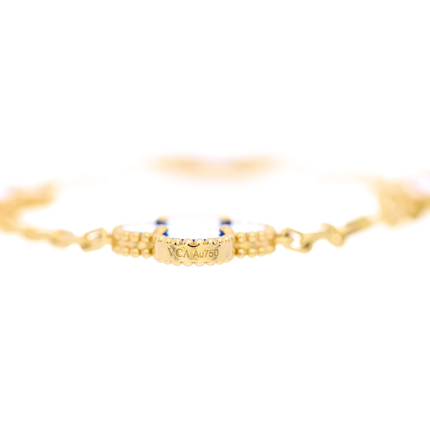 Van Cleef & Arpels 18K Yellow Gold Blue Agate 5 Motifs Vintage Alhambra Bracelet 4 of 6