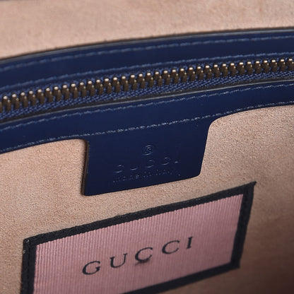 Gucci Calfskin GucciGhost Print GG Messenger Bag Blue Agata Hibiscus Red 6 of 8