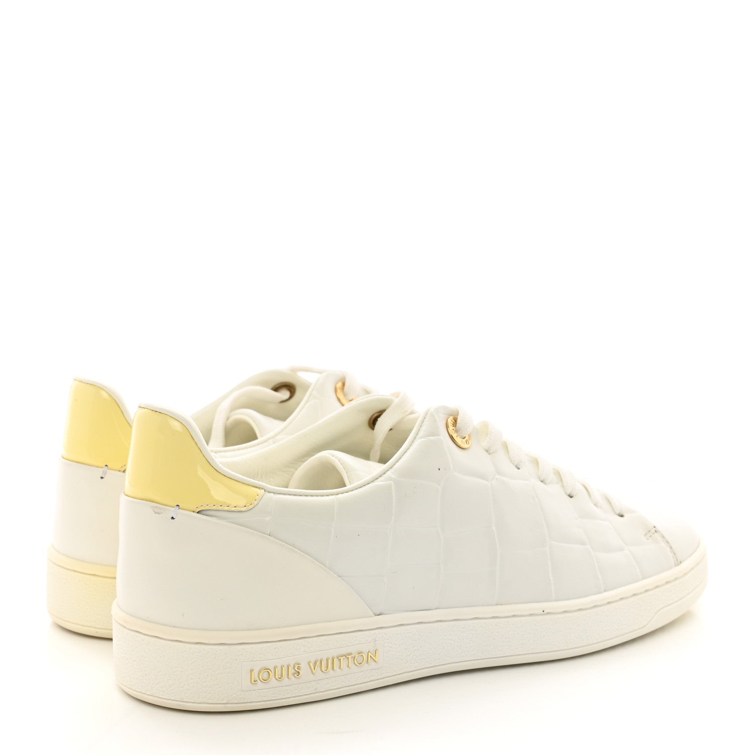 Louis Vuitton Calfskin Crocodile Embossed Frontrow Sneakers 38 White 4 of 13