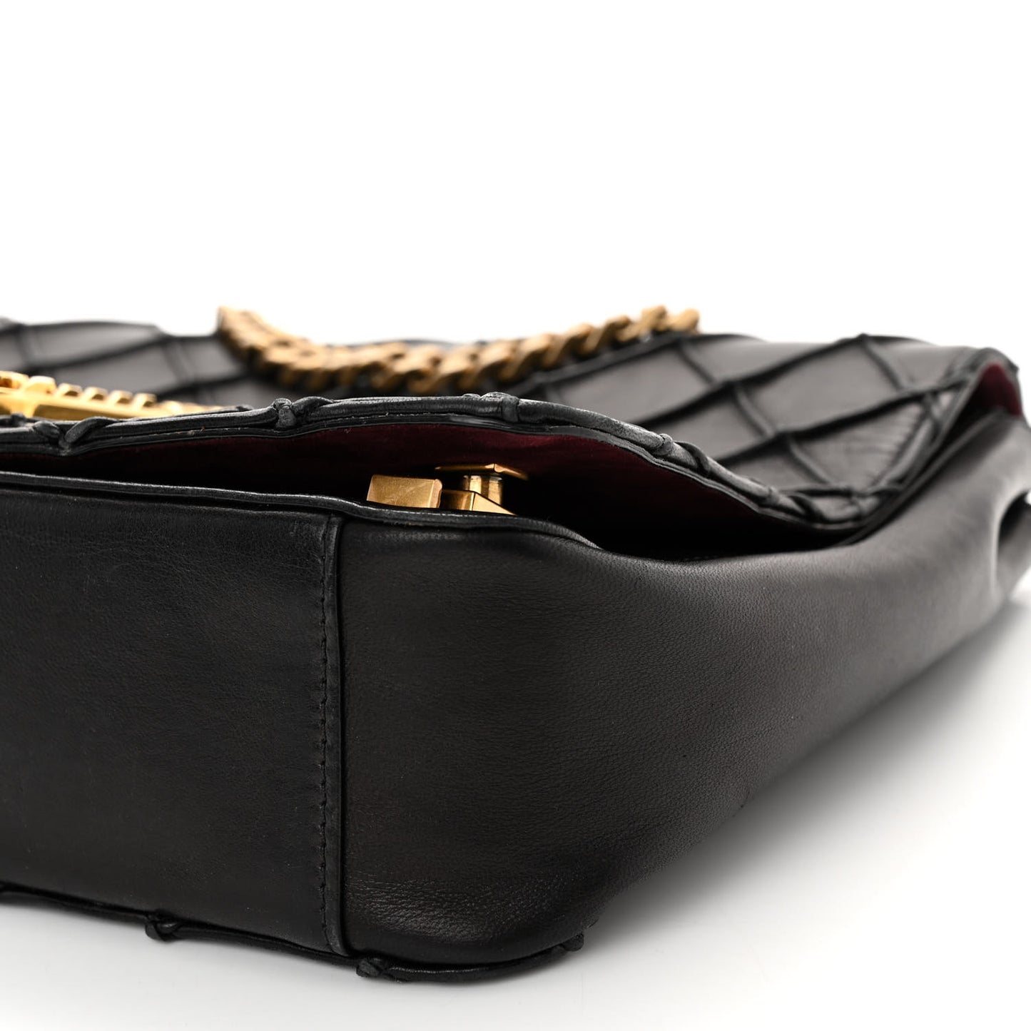 Lambskin Quilted Double Stitched The St Marc Trouble Shoulder Bag Black