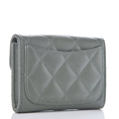 Chanel Iridescent Caviar Quilted Flap Card Holder Wallet Green 3 of 9