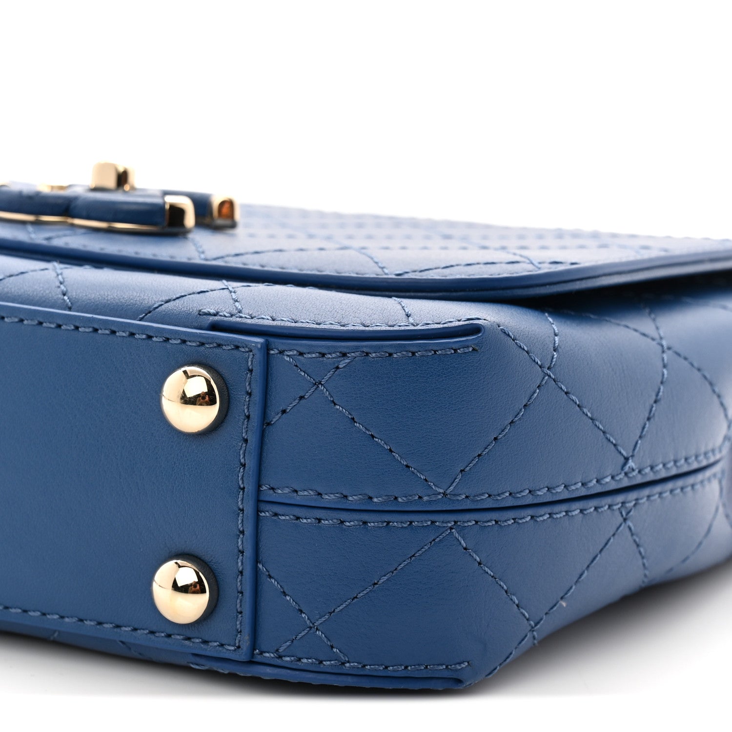 Chanel Calfskin Stitched Small Covered CC Flap Bag Blue 10 of 10
