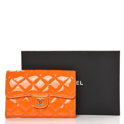 Chanel Patent Quilted Small Flap Wallet Orange 10 of 10