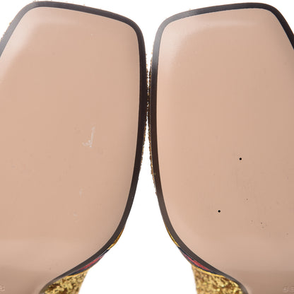 Gucci Glitter Nappa Web Peyton 75mm Loafer Pumps 39 Oro Vecchio 9 of 10