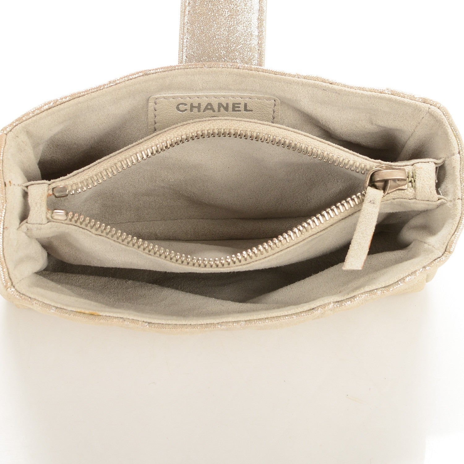 Chanel Iridescent Calfskin Quilted Mini Phone Holder Clutch Silver 5 of 8