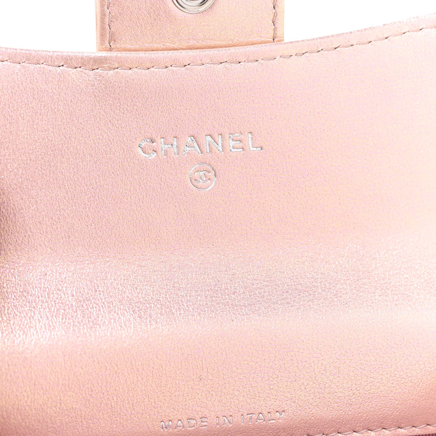 Chanel Iridescent Calfskin Quilted Flap Card Holder Wallet Pink 6 of 9