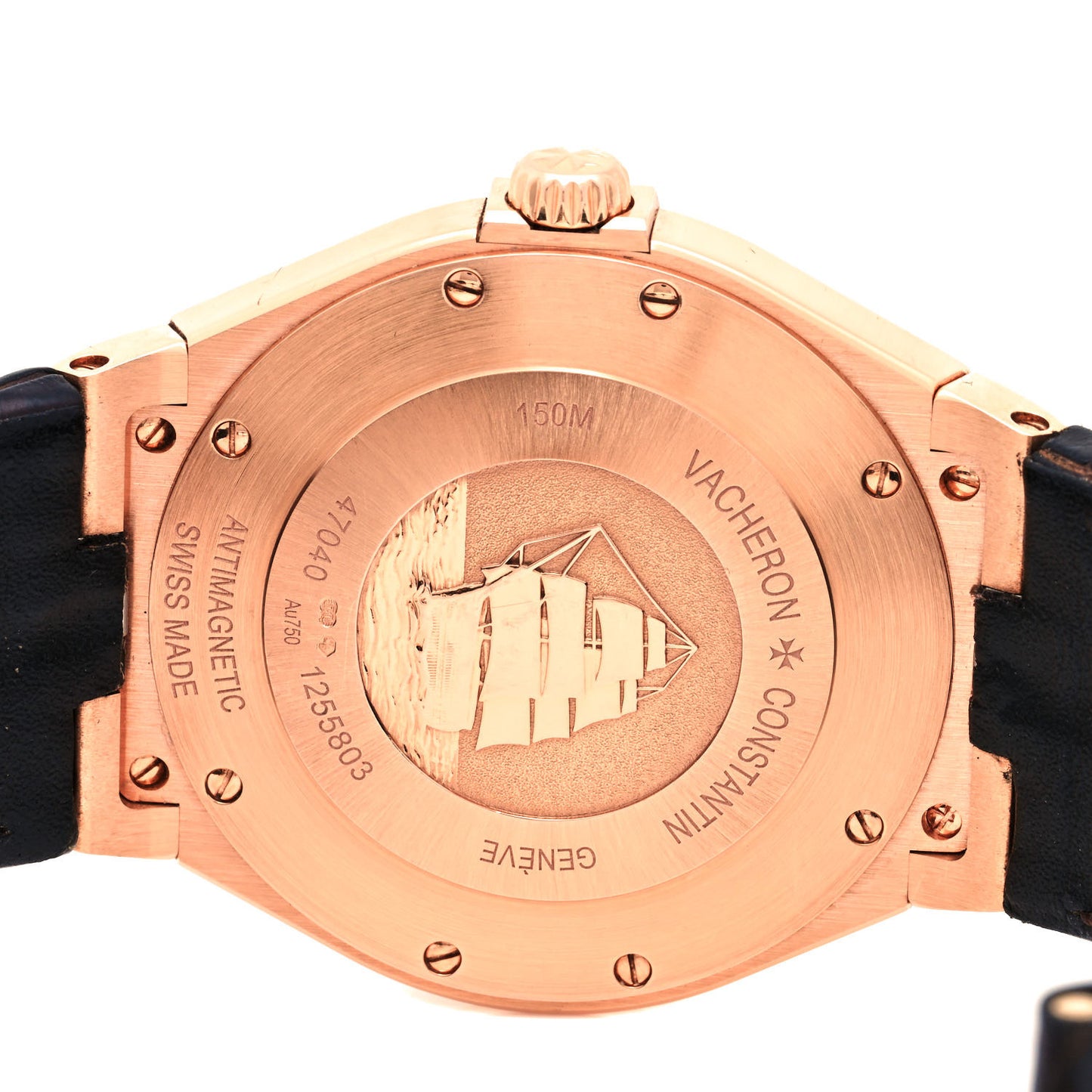 18K Pink Gold Alligator 42mm Overseas Automatic Watch Black 47040/000R-9666