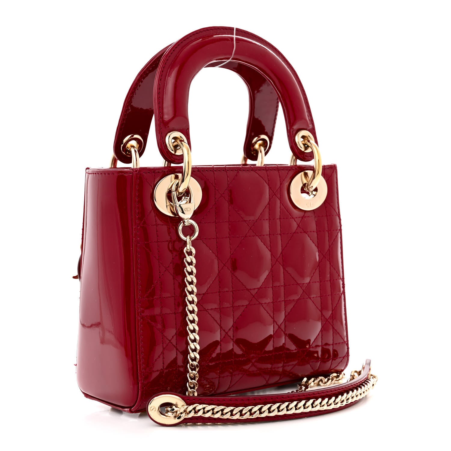Christian Dior Patent Cannage Mini Lady Dior Red 3 of 12