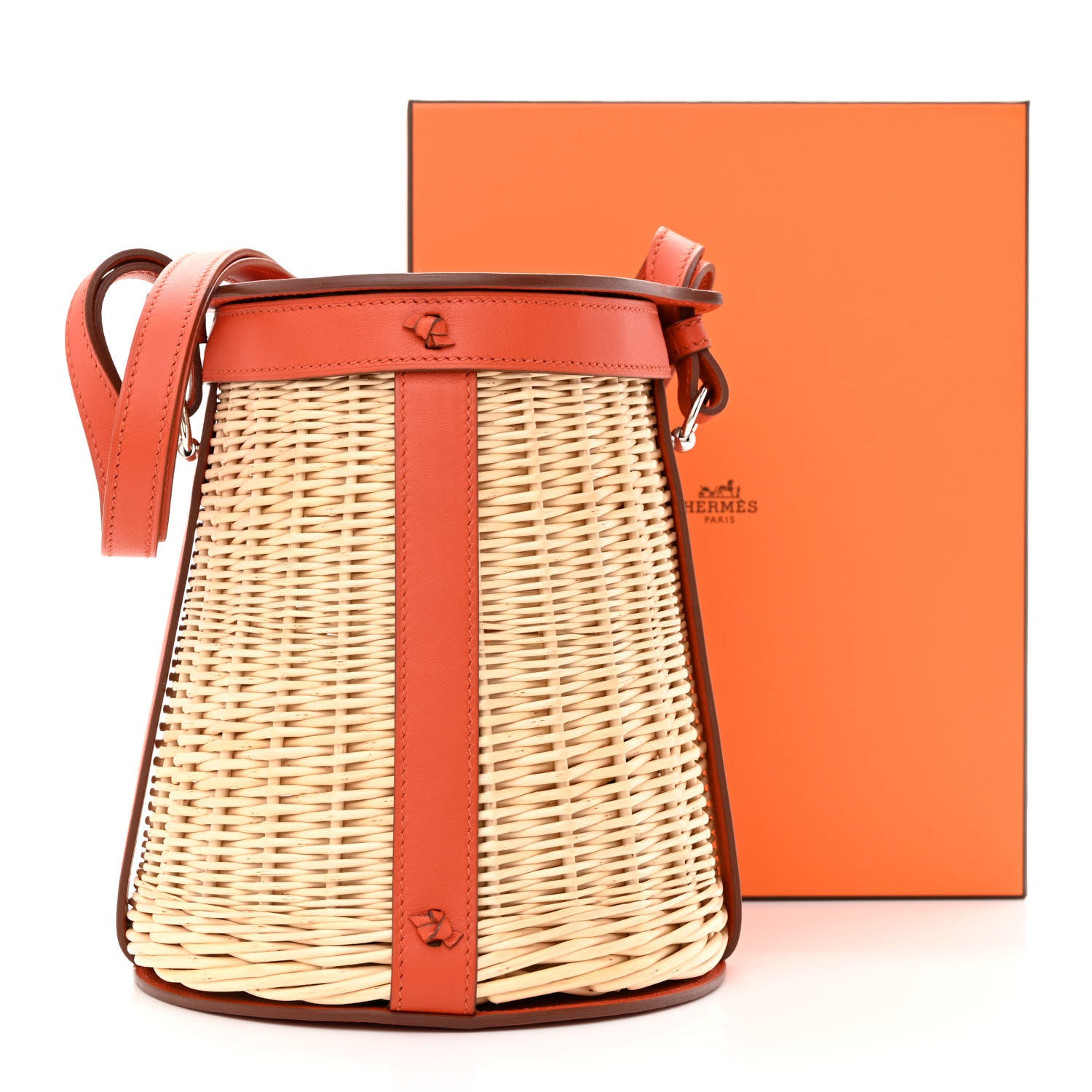 Hermes Swift Wicker Sac Farming Picnic Bag Naturel Terre Battue 10 of 10
