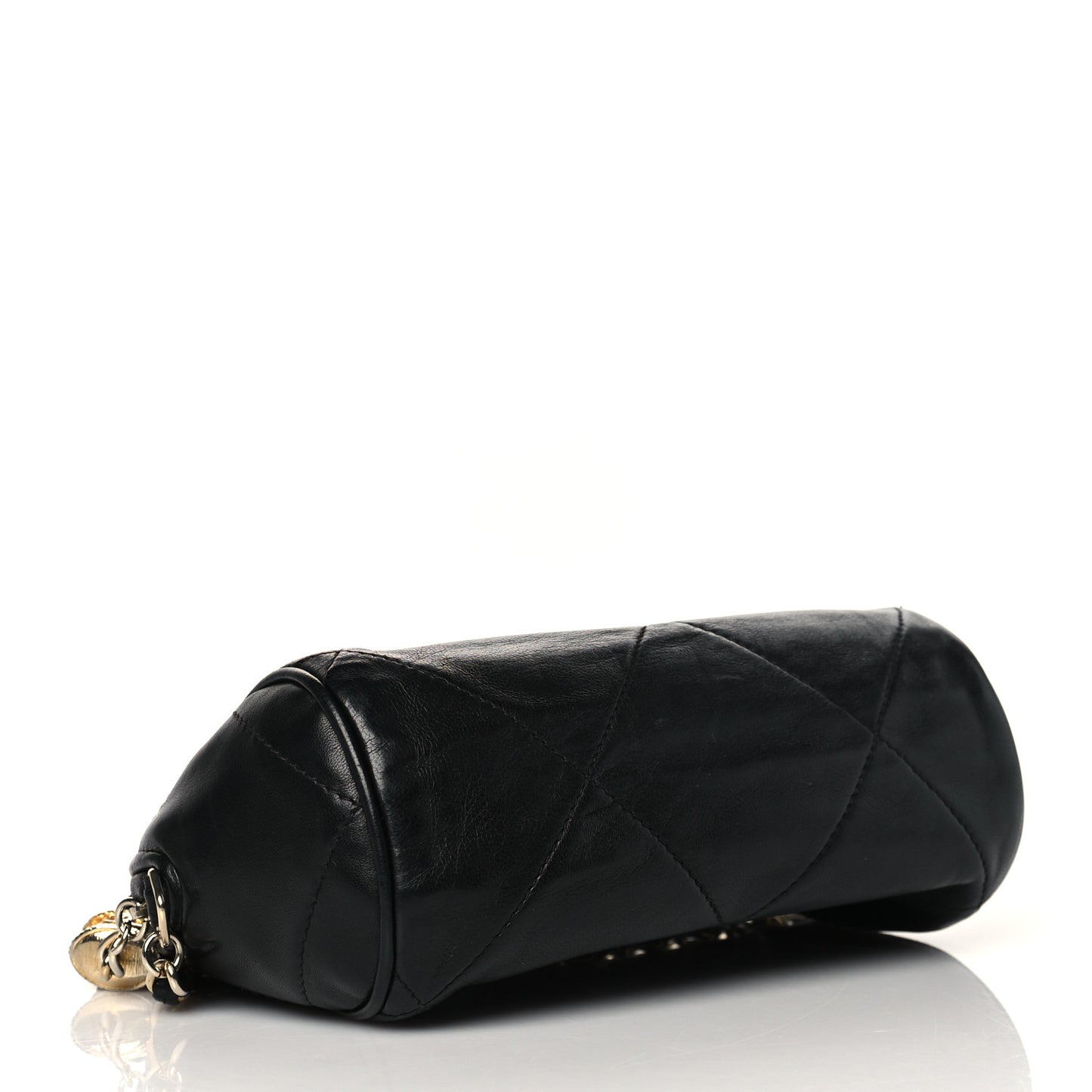 Lambskin Quilted Small Tassel Camera Case Black