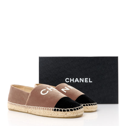Chanel Velvet Logo Espadrilles 38 Beige Black 9 of 9