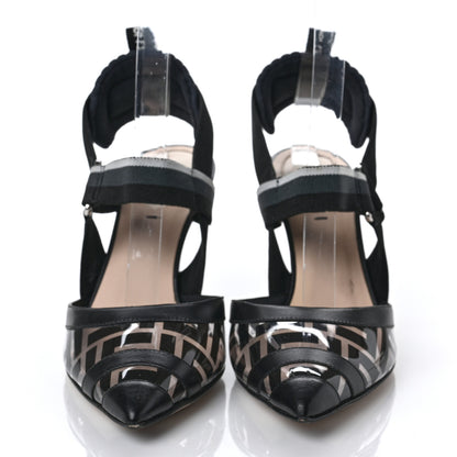 Fendi PVC Vitello FF Colibri 85mm Slingback Pumps 38.5 Transparent Black 2 of 11
