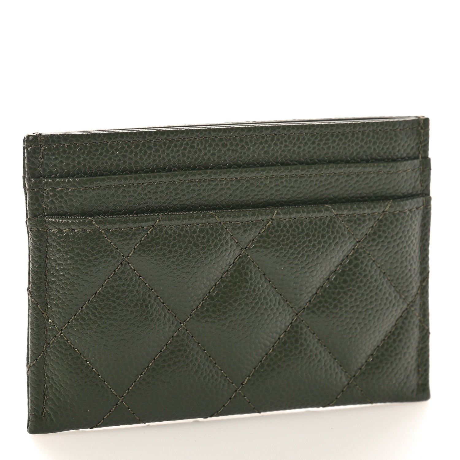Chanel Caviar Quilted Multi Chain Card Holder Green 3 of 10