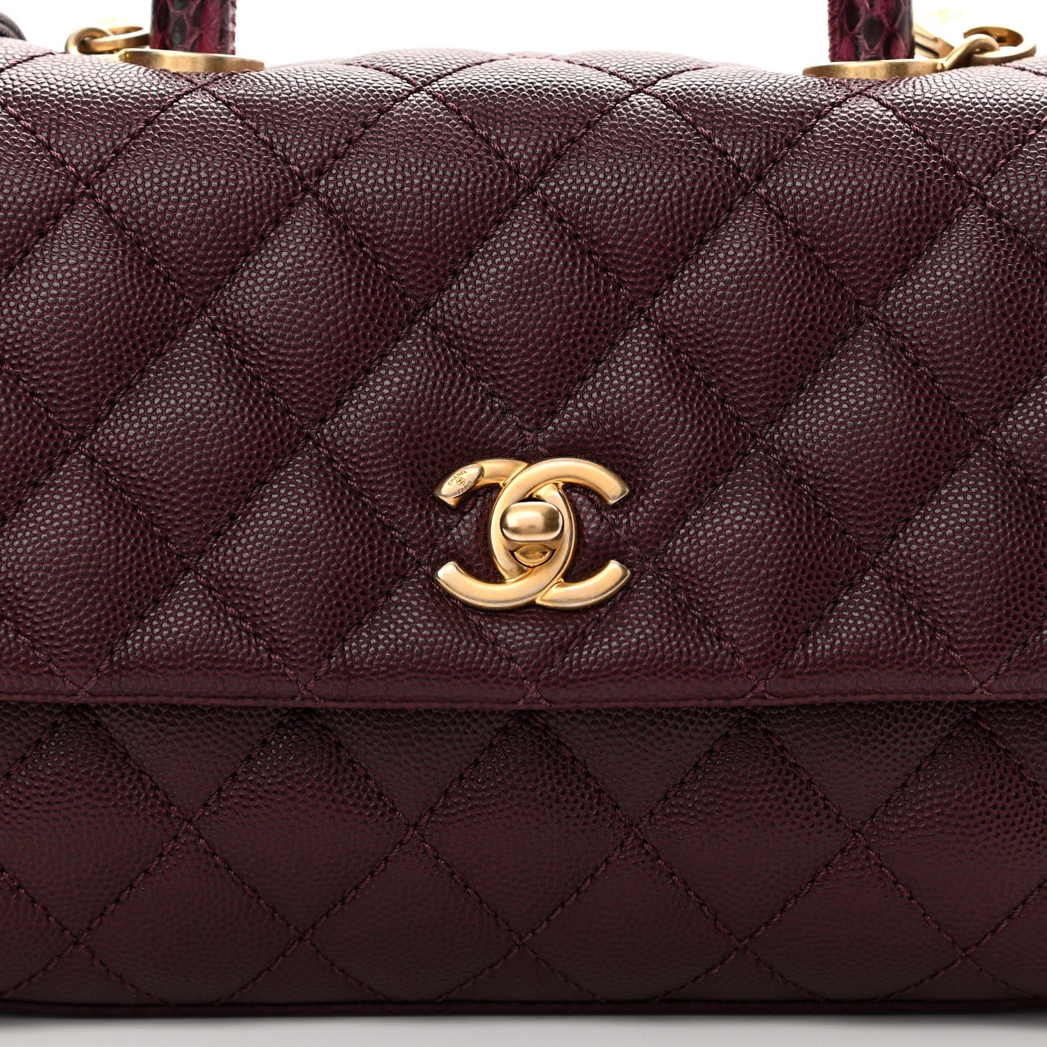 Chanel Caviar Elaphe Quilted Mini Coco Handle Flap Burgundy 10 of 13