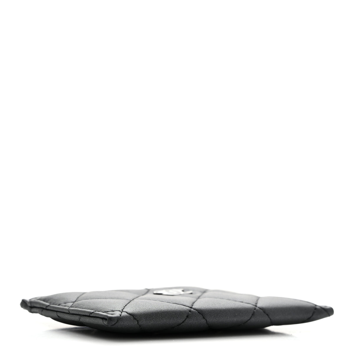 Pearly Lambskin Quilted Card Holder So Black