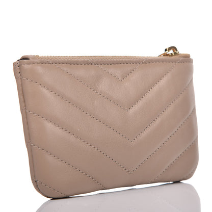 Saint Laurent Calfskin Matelasse Monogram Key Pouch Light Taupe 3 of 7