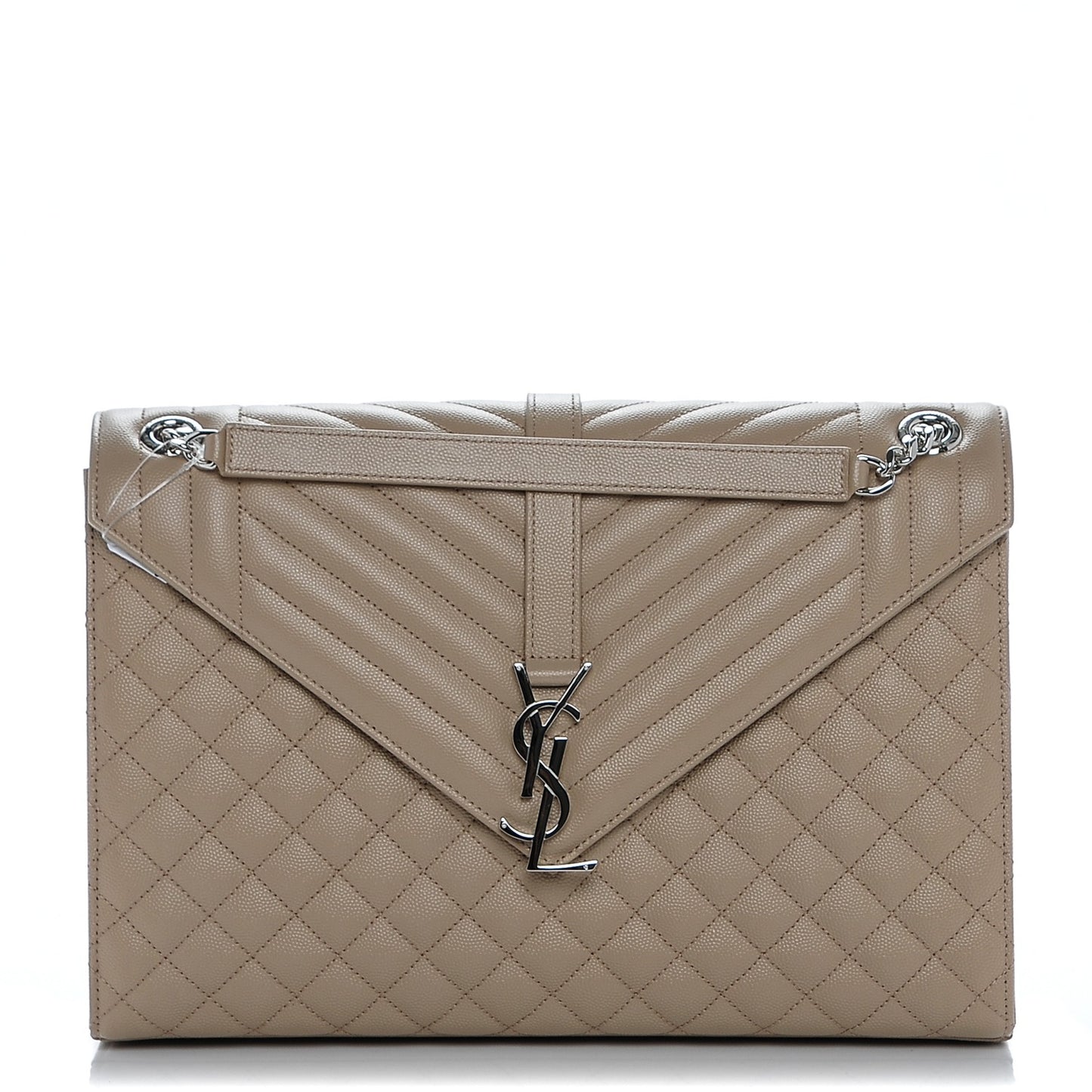 Grain De Poudre Large Tri-Quilt Monogram Satchel Dark Beige