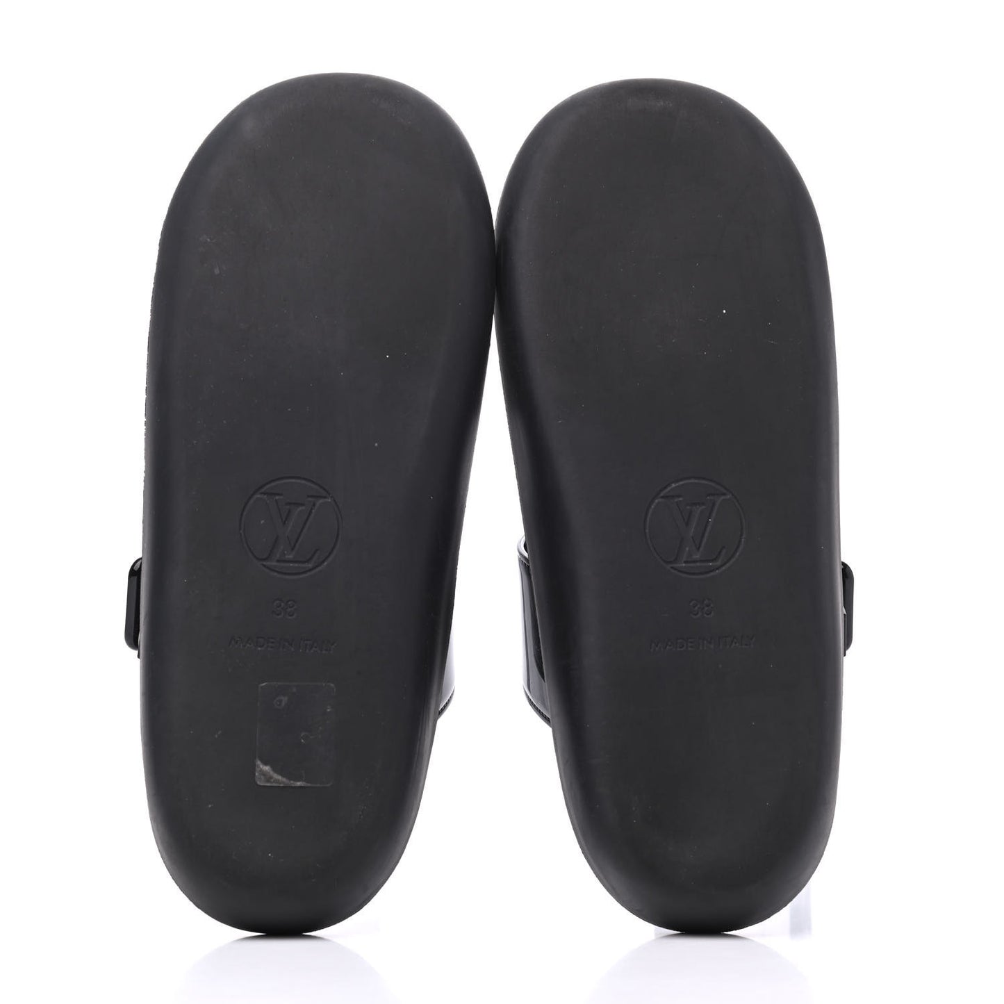 Monogram Sunbath Flat Mule Sandals 38 Black