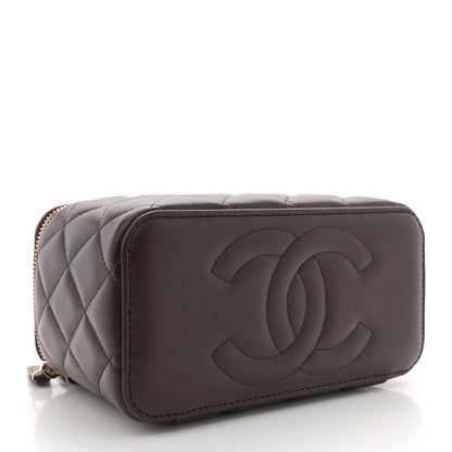 Chanel Lambskin Quilted Small Top Handle Vanity Case With Chain Dark Brown 3 of 9