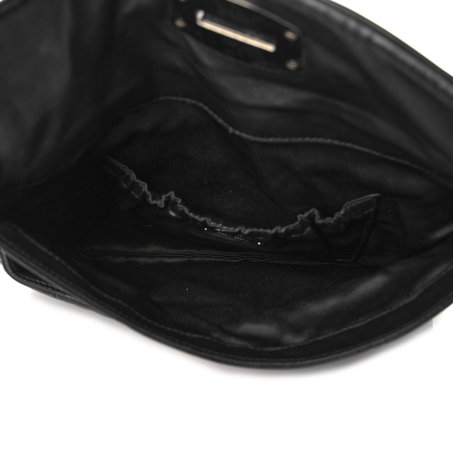 Nappa Quilted Crystal Studded Flap Clutch Black