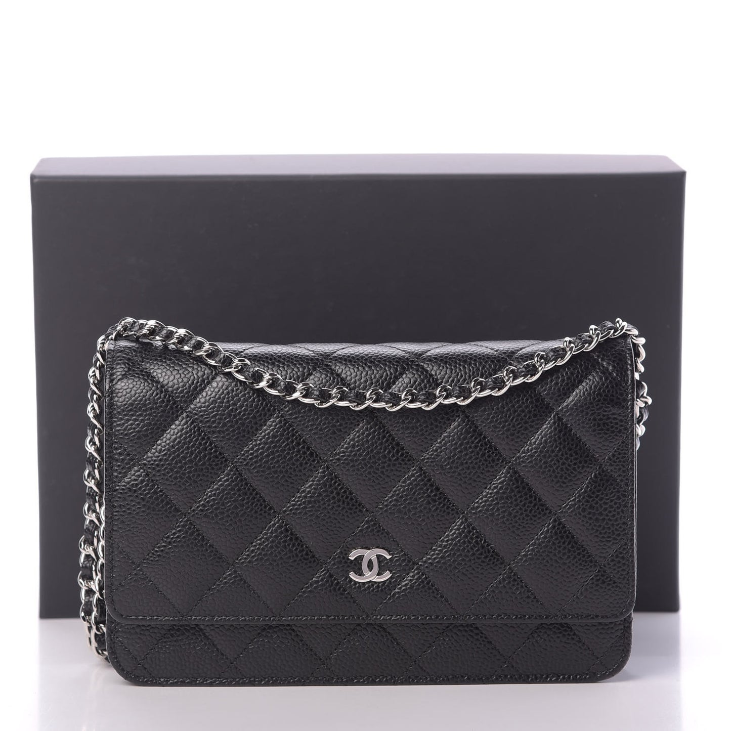 Caviar Quilted Wallet On Chain WOC Black