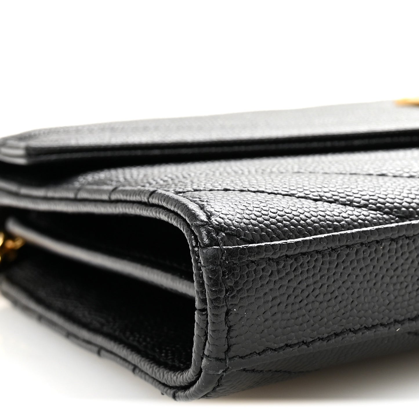 Grain De Poudre Matelasse Chevron Monogram Chain Wallet Black