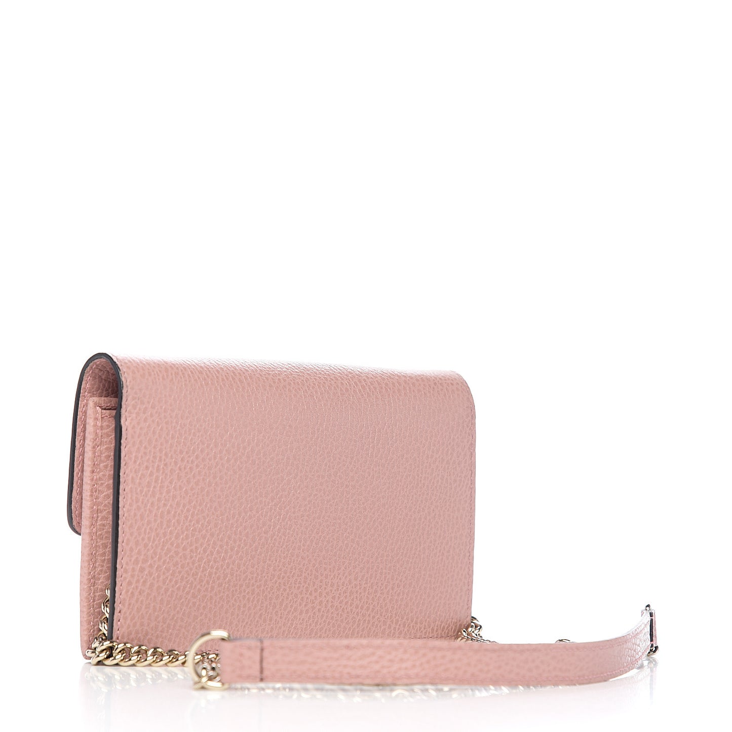 Dollar Calfskin Interlocking G Chain Wallet Soft Pink