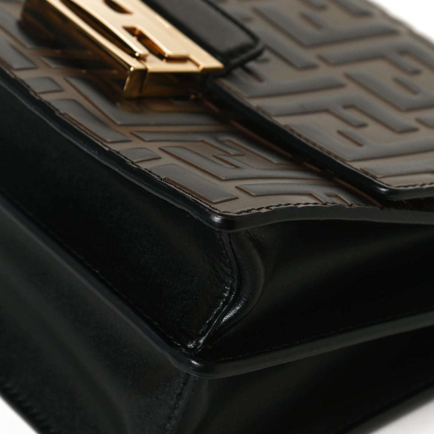 Vitello Liberty Bi-Color FF 1974 Embossed Small Kan U Shoulder Bag Maya Black