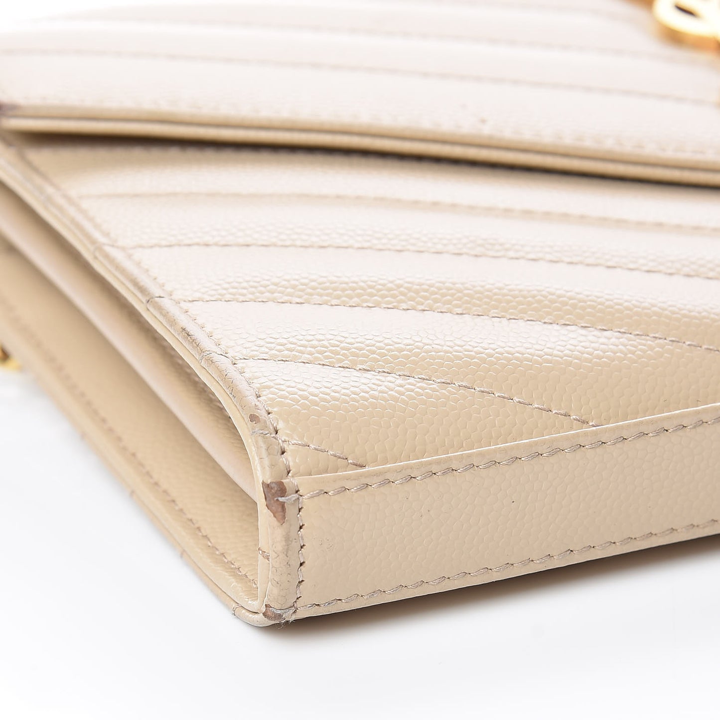 Grain De Poudre Matelasse Chevron Monogram Chain Wallet Nude Powder