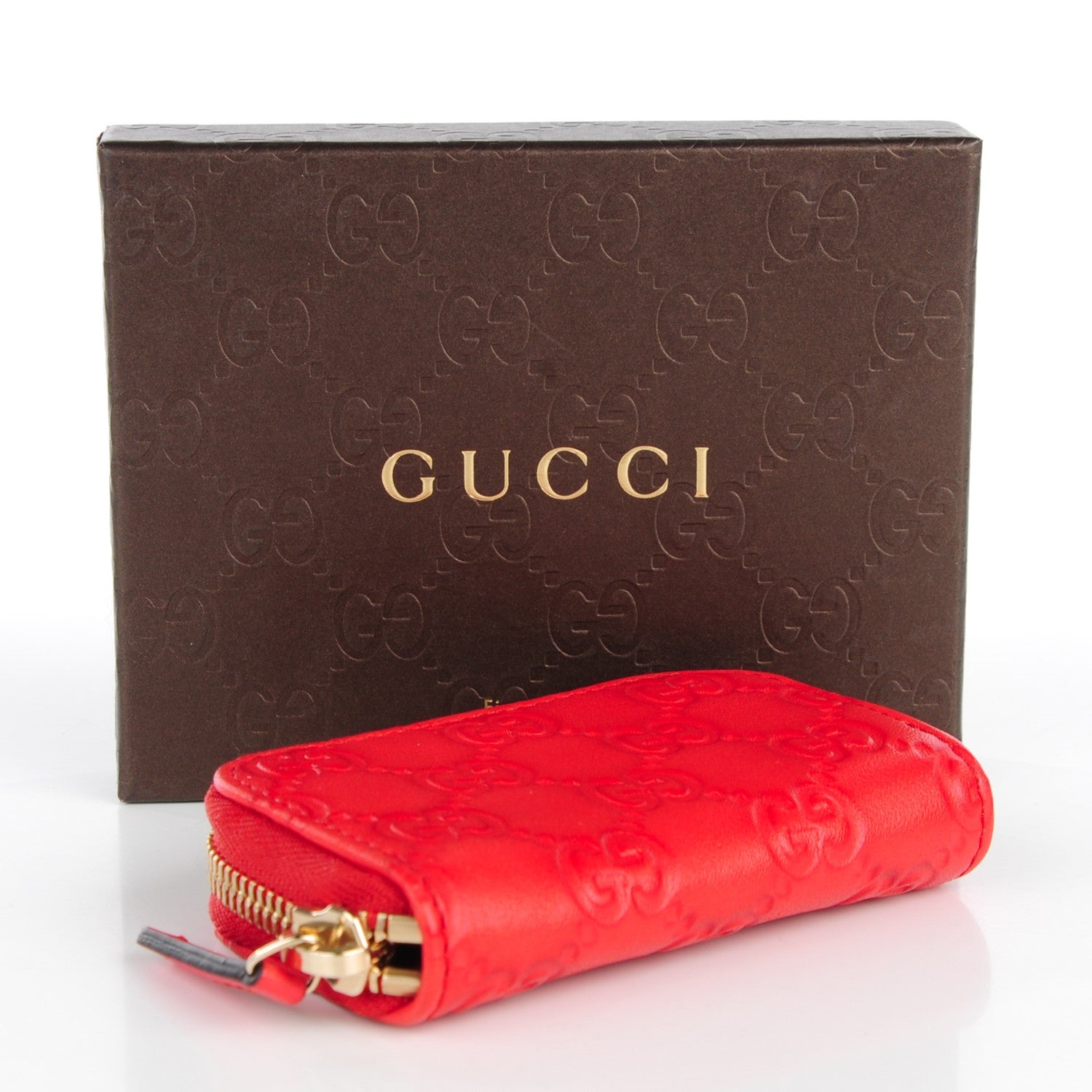 Gucci Guccissima Zip Around Coin Purse Red 4 of 7
