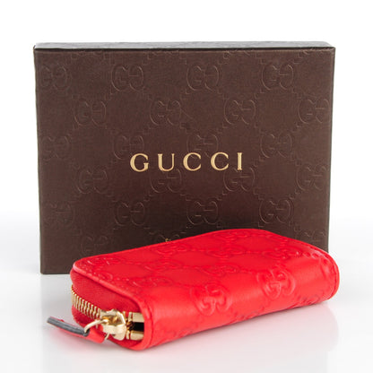 Gucci Guccissima Zip Around Coin Purse Red 4 of 7