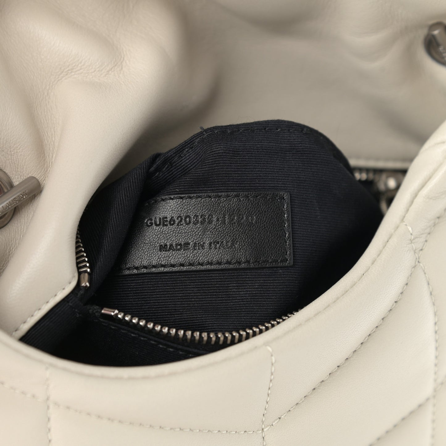 Lambskin Quilted Toy Loulou Puffer Monogram Chain Satchel Blanc Vintage
