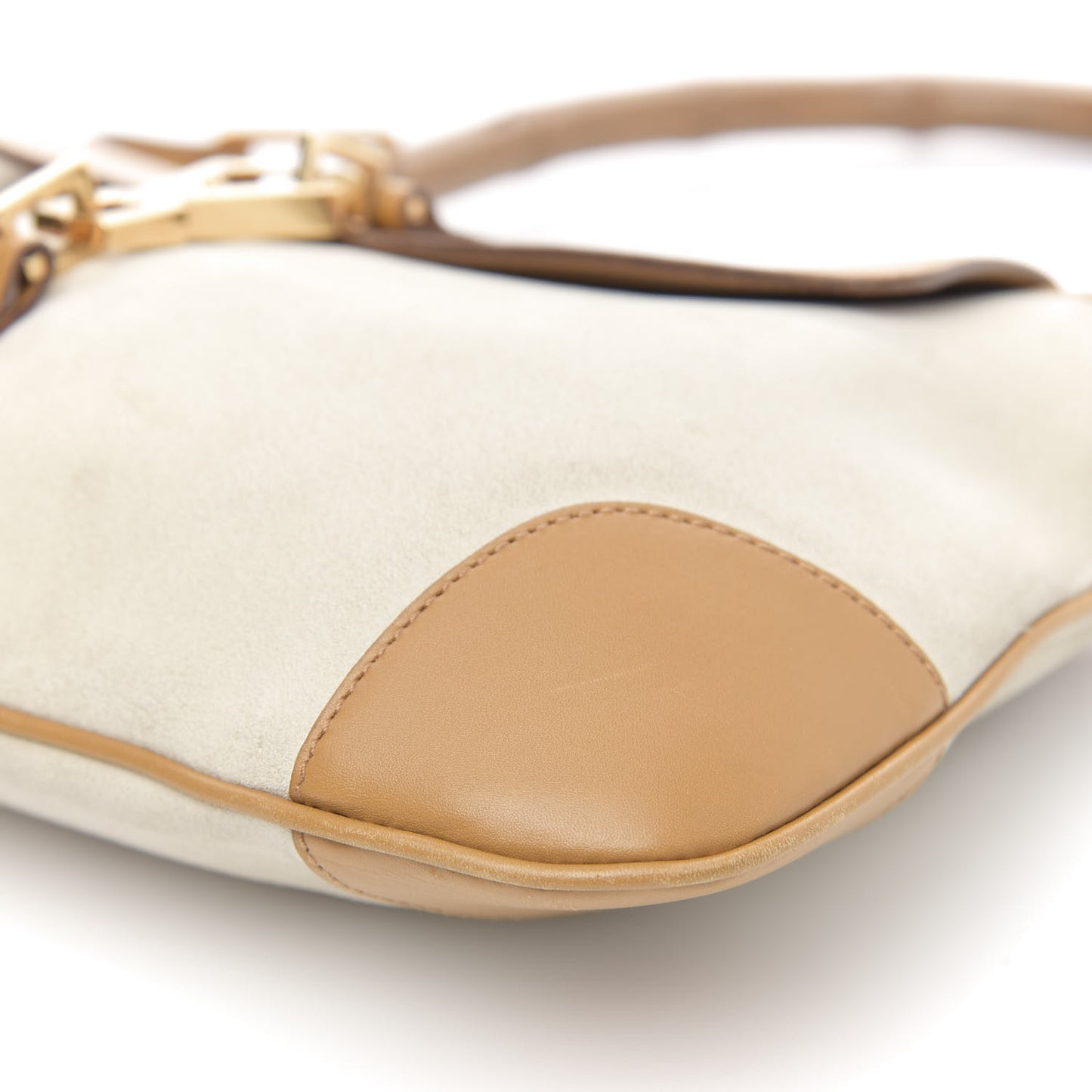 Suede Calfskin Bamboo Handle Jackie O Hobo Beige