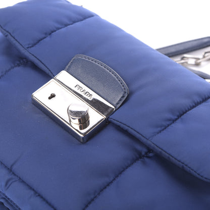 Prada Tessuto Nylon Bomber Sound Chain Flap Shoulder Bag Bluette 10 of 10