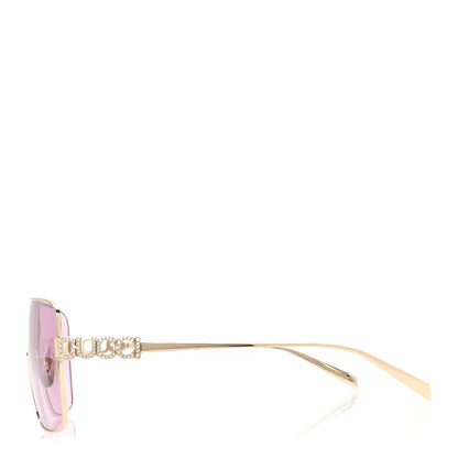 Gucci Metal Crystal Rectangular Frame Sunglasses GG1936S Gold 3 of 7