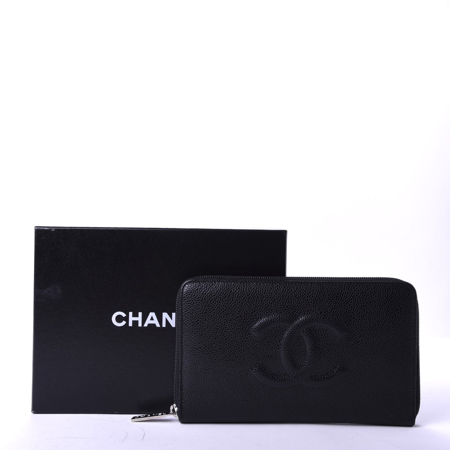 Caviar Large Timeless CC Zip Around Organizer Wallet Black