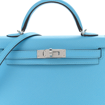 Hermes Epsom Mini Kelly Sellier 20 Celeste 8 of 13